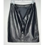 80’s GIII Black Leather Pencil Skirt w/ Snap Slit Closing Back medium Photo 13