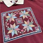 90s Santee Pluma Vintage Grandma Sweatshirt Collared Patchwork Quilt USA L Large Red Photo 5