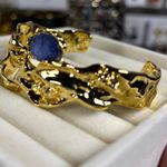 Alexis Bittar NWOT  Gold Bracelet with Blue Accent Photo 6