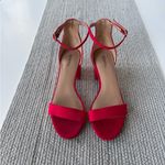 Merona  Red Block Heel Ankle Strap Strappy Low Heel Dress Sandals Sz 7.5 Photo 1