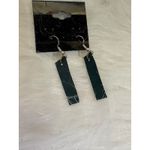 Blue Diamond Embossed Southwest Handmade Leather Dangle Earrings Black Photo 1