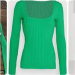 Good American Scoop Neck Skit Back Ribbed Vibrant Green Sweater NWT Size 1 Photo 5