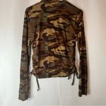 Orange Kiss Camo Print Long Sleeve Crop Top Photo 1