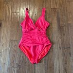 Ralph Lauren Lauren neon pink vneck ruched tummy control one piece 10 Photo 2