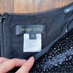 Tadashi Shoji  • black sequin velvet gown draped off shoulder stretch formal Photo 2