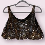 Audrey 3+1 Gold and Silver Flip Sequin Tank Crop Top Medium Photo 0