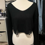 Urban Outfitters  Distressed Cropped Sweater Size S Black Photo 0