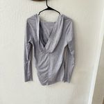 Zella Purple White Stripe Pullover Long Sleeve Hood Relaxed Oversize Small Photo 4