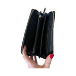 black quilted wallet‎ with gold accents Photo 2