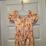 HYFVE Orange Floral Print Scoop Neck Short Sleeve Maxi Dress size L Photo 4