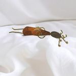 Vintage Copper Brooch With Unique Heart and Star Patterns Orange Photo 2