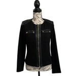 Calvin Klein  Black Moto Biker Jacket Women’s 8P | Ponte Knit Stretch Zip Jacket Photo 1