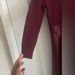 Shoshanna  Alexa Three Quarter Sleeve Faux Leather And Knit Combo Dress Photo 6