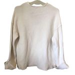 Free People Off Shoulder Ivory V-neck Balloon Sleeve Knit Woman Sweater Small Photo 4