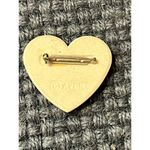 Vintage Avon Ceramic Porcelain Heart Shaped Pin Brooch Purple Flowers GUC Photo 2