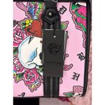 Ed Hardy  Pink Logo Tattoo Skull Hearts Print Satchel Handbag Crossbody Photo 3