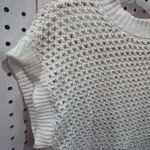 😍 White Crochet Knit Mock Neck Cap Sleeve Sweater Top Size M Photo 3