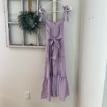 NWT Miami Francesca's Darla Ruffled Maxi Midi Tiered Tie Dress Lilac Spring SZ M Purple Size M Photo 5