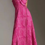 Hutch  x Anthropologie Ruffled‎ V Neck Leaf Wrap Maxi Dress Fuschia Small Party Photo 0