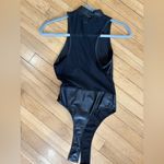 Mesh leather bodysuit! Black Photo 3