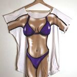 vtg Ladies purple bikini cotton beach cover up oversized shirt size large Photo 0