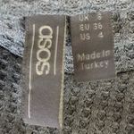 ASOS Gray Waffle Knit Lettuce Hem Crop Top T Shirt Size 4 Casual Loungewear Photo 6