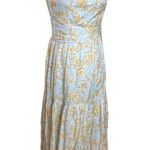 Christy Lynn Fernanda Midi Dress Linen Cross Back A Line Womens Size Medium M Blue Photo 2