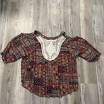 A Byer A. Byer Boho Patchwork Blouse | Crochet Lace Detail | Size M Photo 1