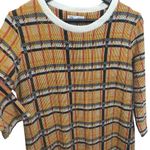 ZARA  Plaid Black Yellow Gold Dress Midi 3/4 Sleeve Size Medium Photo 4