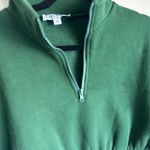 Tic Toc Forest Green Half-Zip Cropped Hoodie Photo 1