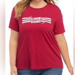 True Craft  womens size 0X plus size boxy crew neck graphic t-shirt merlot color Photo 1