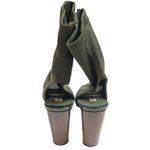 Cape Robbin  Connie-3 Fabric Peep Toe Open Back Stacked Heel Bootie Photo 4