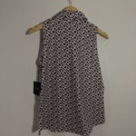 NWT Belyn Key Cutaway Sleeveless Golf Polo Tank Stem Floral White Pink Small Photo 3