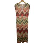 Chico's Womens Tessa Chevron Knit Maxi Dress Sz 1 (S) Crochet Stretch Boho Retro Photo 1
