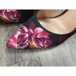 Palter DeLiso Genuine Stiletto Heels Black Pink Floral Silk Fabric Shoes 38 Photo 1