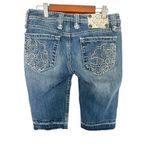 Miss Me  Bermuda Womens Jean Shorts Denim Size 26 Style JF4393 Low Rise Raw Hem Photo 4
