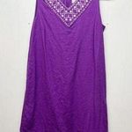 Jaclyn Smith Linen Blend Embroidered Bohemian Sleeveless Purple Dress Women's M Photo 0