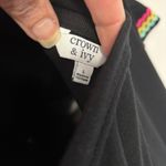 Crown & Ivy  Dress L Tiered Black Ric Rac Trim Short Sleeve Casual Boho Retro Photo 5