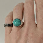 Boutique “Dixie” Southwestern Blue Turquoise Silver Ring 6.5 Cowgirl Maximalist Photo 0