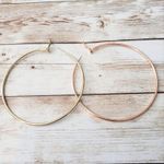 Extra Large Multi Tone Hoop Earrings (One Gold Tone, One Rose Gold Tone) Photo 0