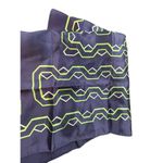 Vintage Italian 100% Acetate Scarf With Geometric Pattern Navy & Lime Green 22" Photo 5