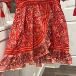 Cleobella  Blair Tassel-Cuff Ruffle Mini Dress, Red Floral, Size XS Photo 4