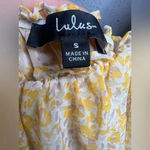 Lulus  Sweetest Frills Yellow Print Tie-Strap
Smocked Bodysuit Photo 5