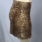 Zuliana Size Large Velvet Leopard Mini Skirt With Elastic Waist & Side Slits.New Brown Photo 2