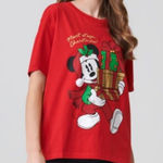 Disney  Mickey Mouse Christmas Women's T-shirt Tee Red Xmas Gifts Medium NWT Photo 0