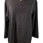 Coldwater Creek  Black Speckled Knit Pullover V-Neck Sweater USA‎ Made Large Photo 0