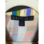 LAFAYETTE 148 NY Multicolored Abstract Print Cotton Tie Front Shirt Women's 8 Orange Photo 2