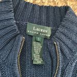 Ralph Lauren  Navy Silk Linen Blend Zip Up Knit Sweater Size Small Photo 3