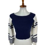 Forever 21 Small Off Shoulder Striped Balloon Sleeve Cropped Knit Sweater Top Photo 1