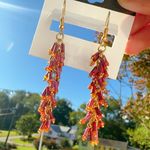 Nine West  orange yellow ears of wheat tassels Earrings gold tone drops Photo 0